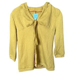 Kimchi & Blue Mustard Knit Tie Front Hoodie Cardigan Sweater - S
